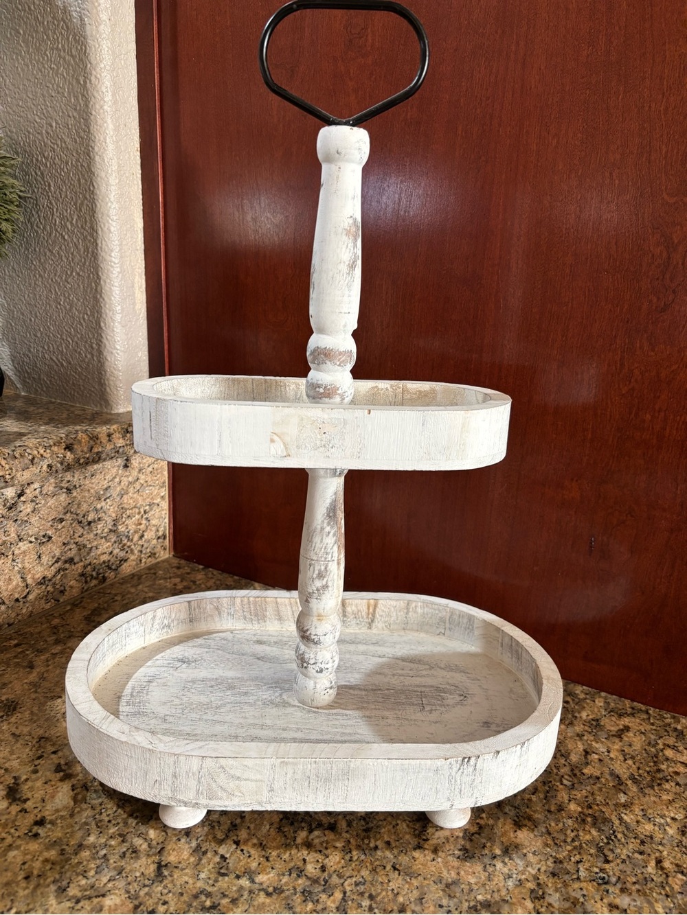Two-Tier White Farmhouse Wooden Organizer